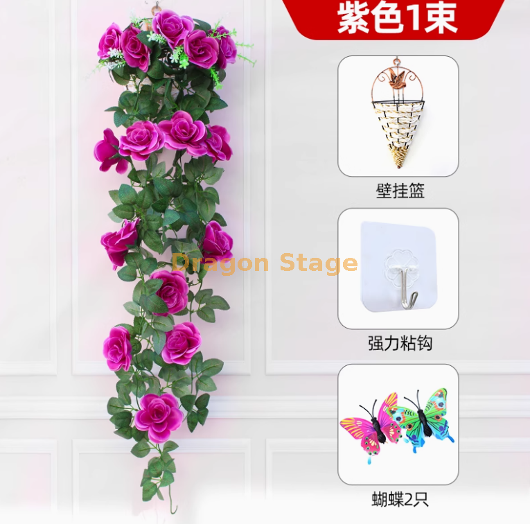 深紫色 1 玫瑰送花篮粘钩