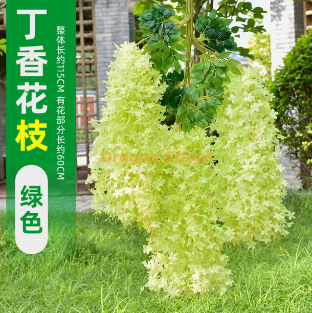 محاكاة زهور Wisteria المحاكاة توفو بودنغ سلسلة البنفسج سقف كاذبة الروطان الزفاف الداخلي زخرفة الزفاف الخضراء نيوستريا ليلك الزهور - الأخضر 6