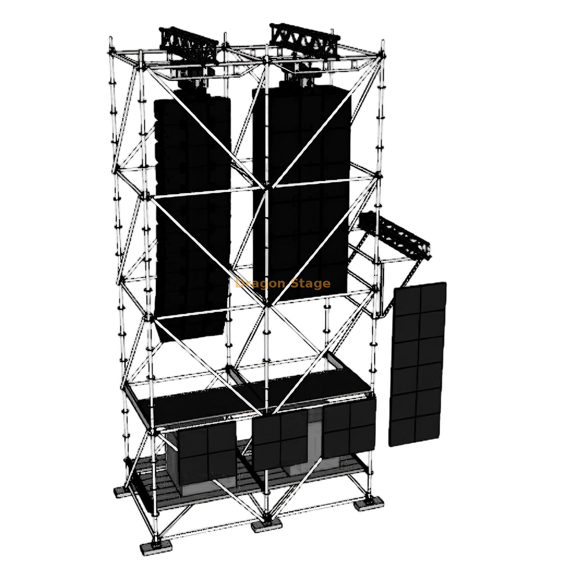 نظام دعم مصفوفة خط Ringlock مقاس 4 × 2 × 8 م مزود بتروس من الألومنيوم ومنصة عمل وصابورة مياه