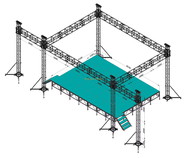 9x7x6m ديسكو المهنية وتروس الإضاءة الحدث الداخلي