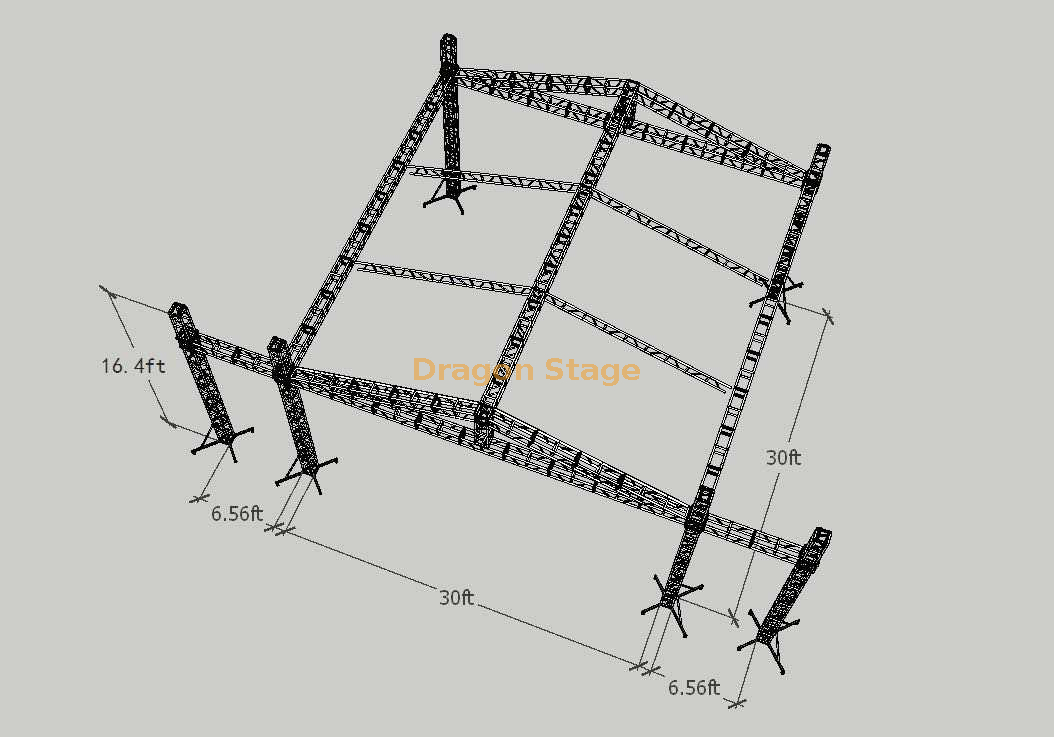 تروس إضاءة صغيرة محمولة من الألومنيوم في الهواء الطلق 30x30x16.4ft 2 أجنحة 6.56ft