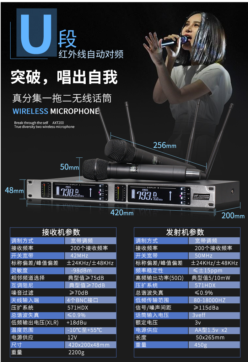 تفاصيل المهنية الحقيقية التنوع ميكروفون لاسلكي في الهواء الطلق أداء المرحلة الزفاف KTV واحد سحب اثنين من ميكروفون Lavalier u الجزء (1)