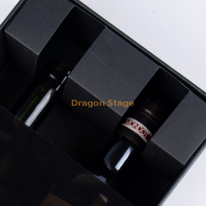 مصنع صندوق خشبي مخصص فاخر مخصص شعار OEM أسود 2 زجاجة النبيذ ورقة مربع