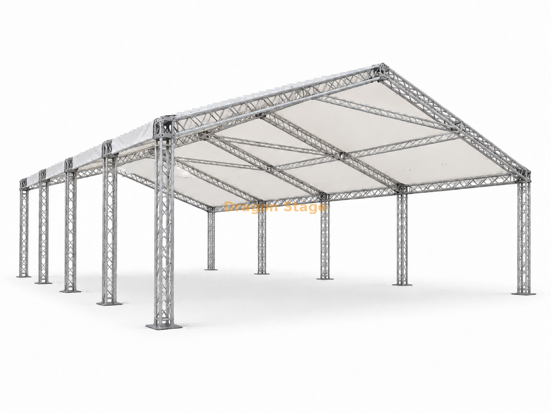 هيكل خيمة تروس من الألومنيوم مقاس 24x24x6m مع سقف هرمي وغطاء PVC مقاوم للماء