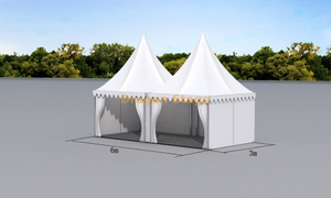 خيمة باغودا ألومنيوم 3 × 6 م | خيمة حدث معيارية بسقف PVC (2 × 3 × 3 م مجتمعة)