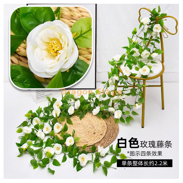 محاكاة جدار كرمة وردة معلقة زهرة مزيفة كرمة ماء أنبوب تكييف الهواء الداخلي غرفة المعيشة الديكور سقف الحليب الأبيض