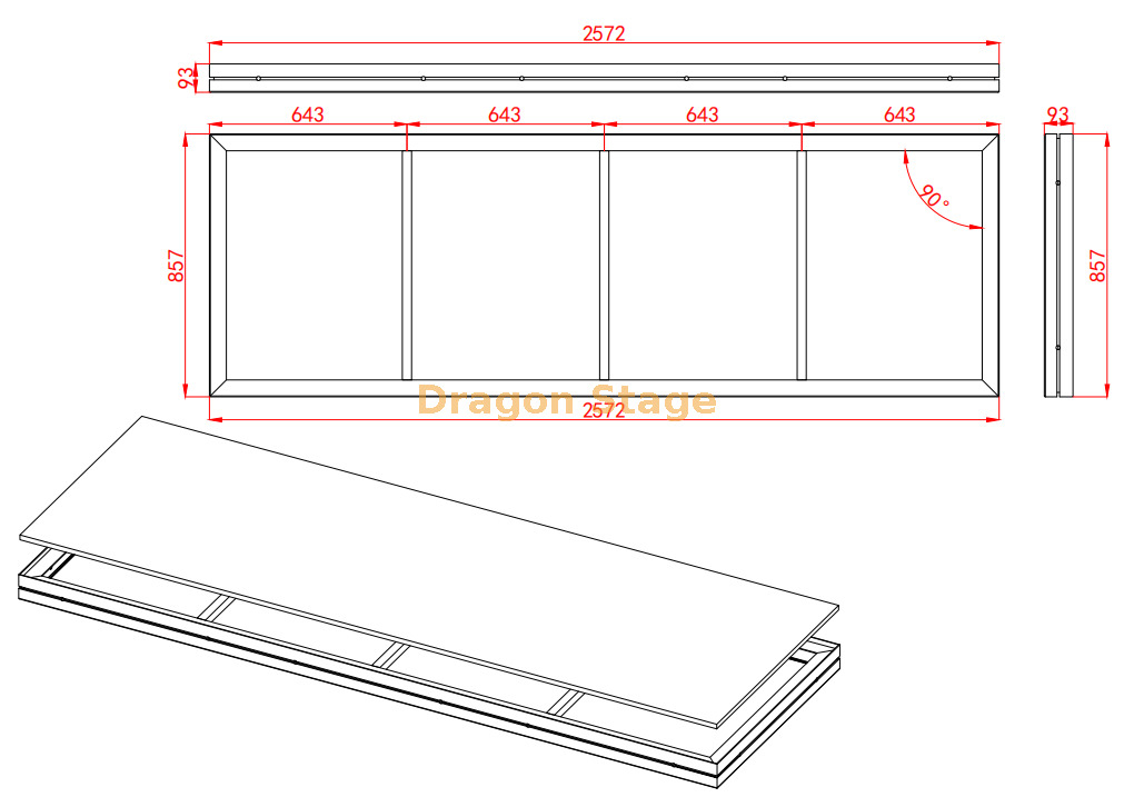2.572x0.857m المنصة Layher لنظام الحامل