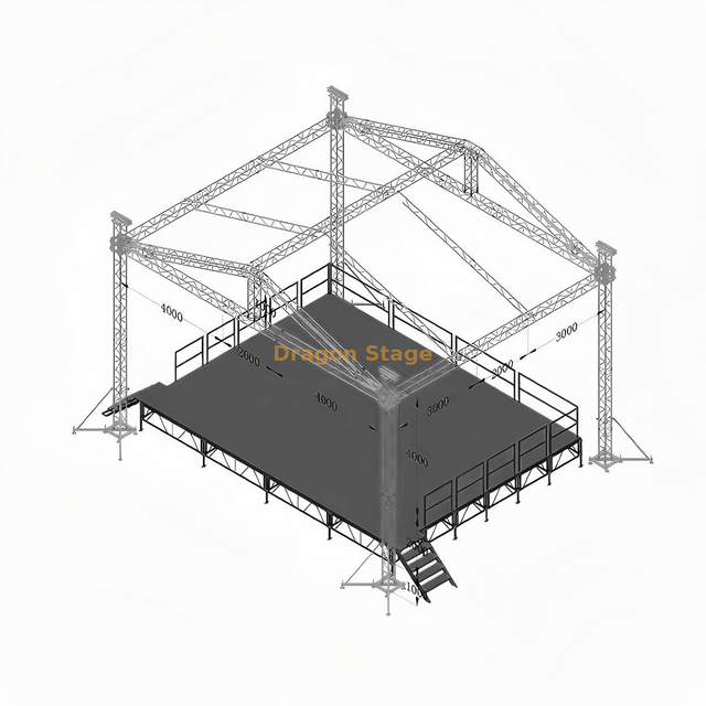 نظام تروس سقف مثلث من الألومنيوم احترافي مقاس 10 × 8 × 7 م