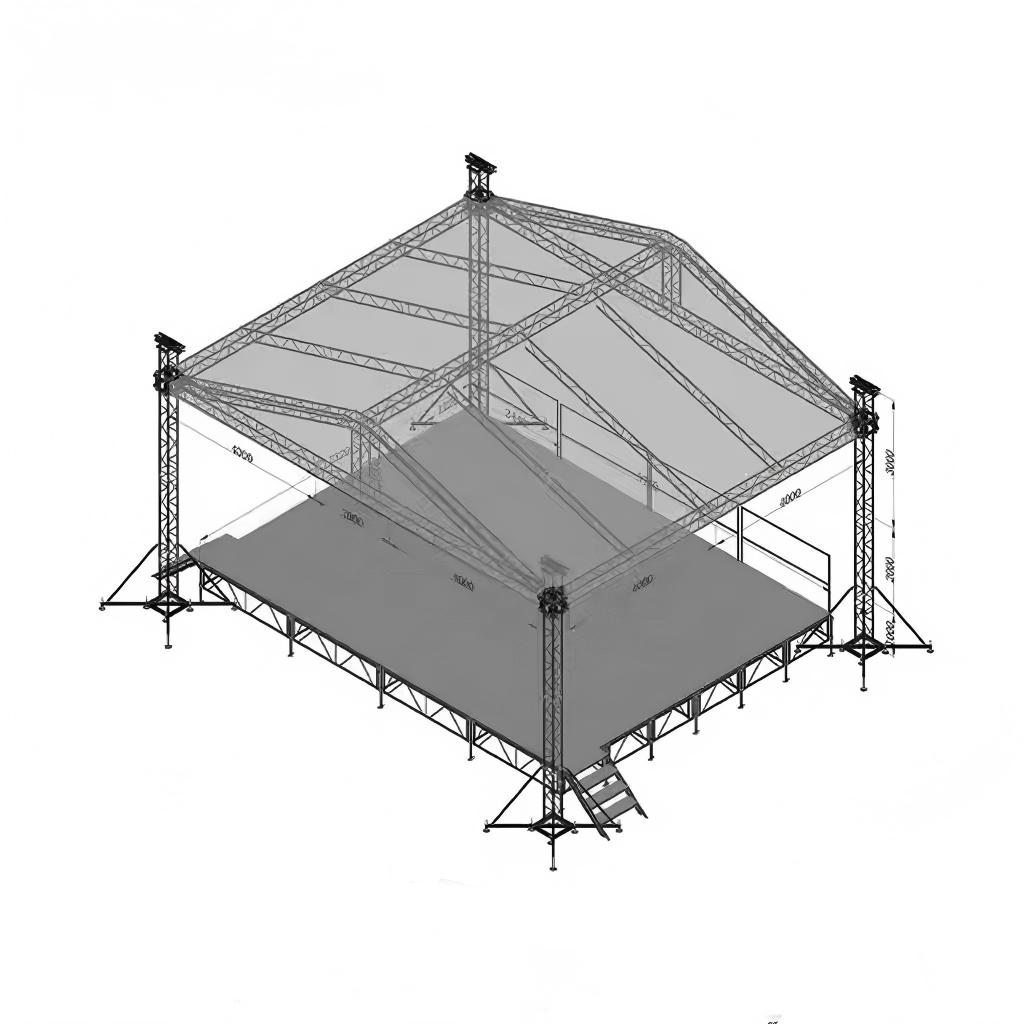 مسرح الحفلات الموسيقية من الألومنيوم في الهواء الطلق مقاس 10 &times; 8 &times; 6 م