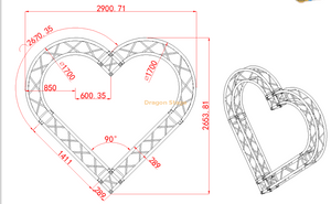 تروس عرض سعر المصنع الألومنيوم دائرة المرحلة الإضاءة جولة تروس لحدث الزفاف شكل قلب العرض
