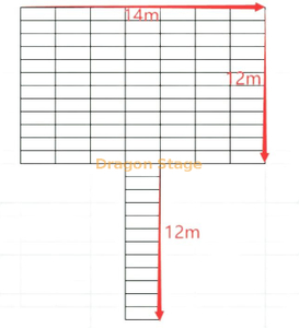 عرض أزياء سهل المحمول تجميع المدرج المحمول على شكل حرف T ضوء خارجي من الألومنيوم منصة المرحلة 12.2x10.98 متر و 12.2x2.44 متر