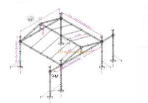 دعامات سقف المنيوم مع اجنحة شاشة ليد 12x12x8 م