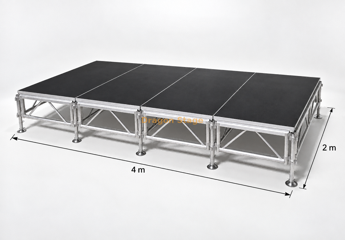 منصة الحفلة الموسيقية المحمولة تروس 4 × 2 م مع درجين