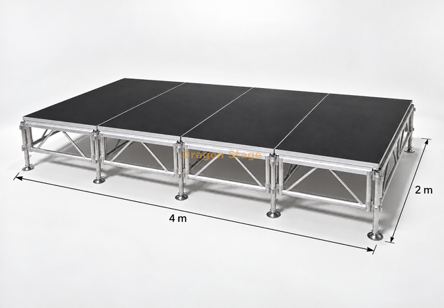 منصة الحفلة الموسيقية المحمولة تروس 4 × 2 م مع درجين