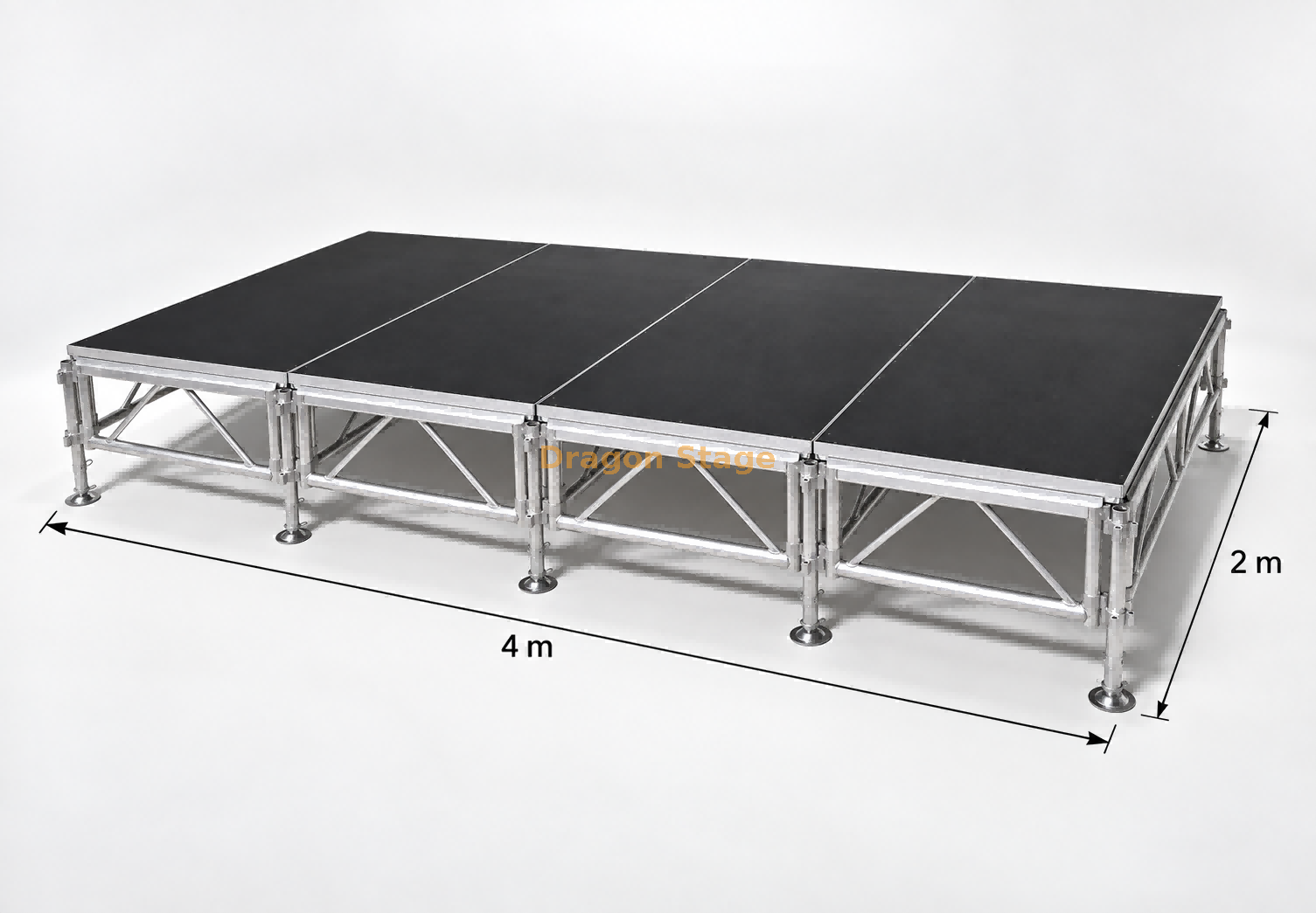 منصة الحفلة الموسيقية المحمولة تروس 4 × 2 م مع درجين