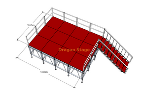 خشبي مخصص قابل للتعديل المرحلة المحمولة 3.66x4.88 م ارتفاع 1.5 م إلى 1.80 م