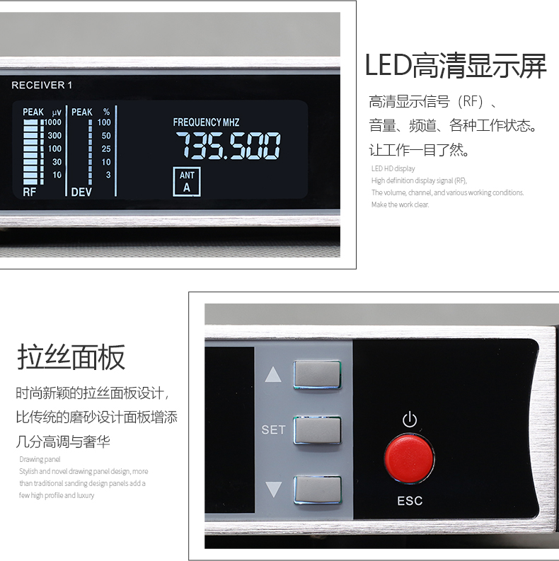 SKM9000 ميكروفون احترافي لأداء المسرح يغني KTV كاريوكي واحد إلى اثنين ميكروفون لاسلكي تفاصيل المنزل (3)