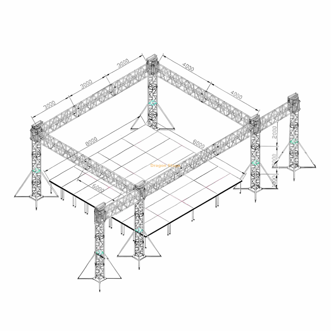 الألومنيوم في الهواء الطلق أضواء الأنوار الحدث تروس 9x8x5m