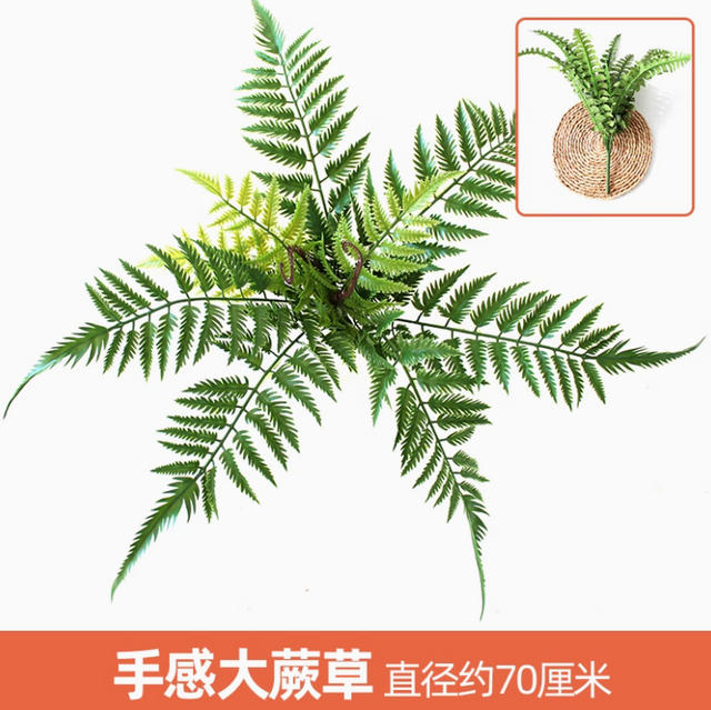 النباتات الخضراء ، جدران نباتية محاكاة ، مروج بلاستيكية ، شرفات ، خلفيات داخلية ، جدران زهرة ، لون من نسيج الكاكي العميق ، الإحساس باللمس ، عشب السرخس الكبير ، فرع واحد