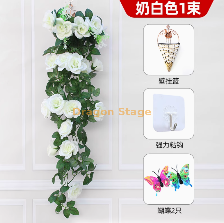 白色 1 玫瑰送花篮粘钩