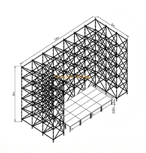 جدار تروس رينجلوك مقاس 14 × 6 × 8 م مع مرحلة سريعة من الألومنيوم مقاس 8 × 4 م ودرجين