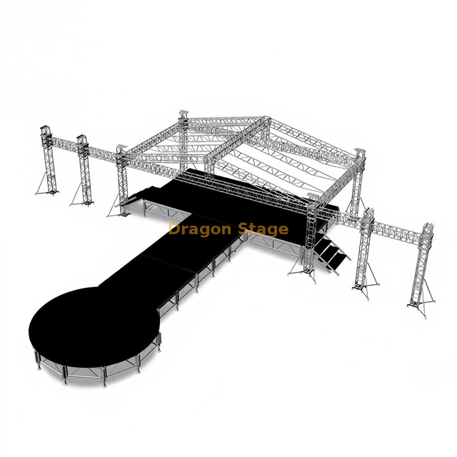 تروس إضاءة الكنيسة الألومنيوم المربعة 14 × 12 × 6 م مع أجنحة شاشة LED 7 م ومجموعة الخطوط 3 م