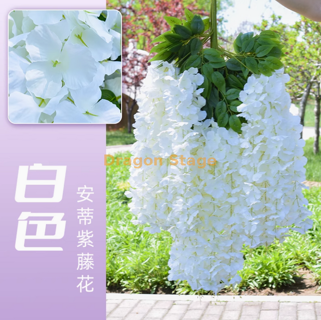 محاكاة Wisteria tofu pudding سلسلة البنفسجي زهرة السقف الزائفة زهرة راتان الزفاف الداخلية الزفاف المضادة لليسترالي