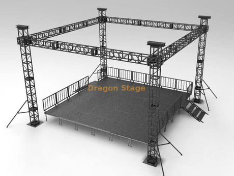 300 × 300 مم مرحلة الجمالون من الألمنيوم الأسود لحفل الزفاف 7x7x6m