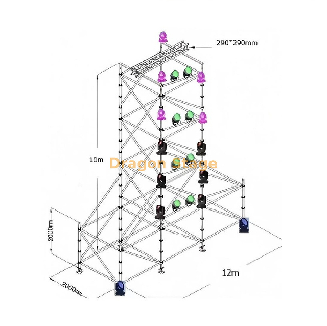 نظام سقالات الحفلات الموسيقية الاحترافية بطول 12 مترًا