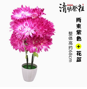 خلال مهرجان Qingming ، تم استخدام محاكاة chrysanthemums للاحتفالات الكاسحة والتضحية ، مع 7 شركات كريستالية أرجوانية في حزمان وأواني زهرة بيضاء