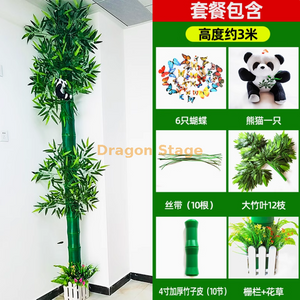 لحاء عقدة الخيزران المحاكاة ، النباتات الخضراء ، شرائح كرمة الزهور ، زخرفة أنابيب الماء ، مجموعة من الخيزران 4 بوصة سميكة (تأتي مع زهور الباندا+السياج والزهور)