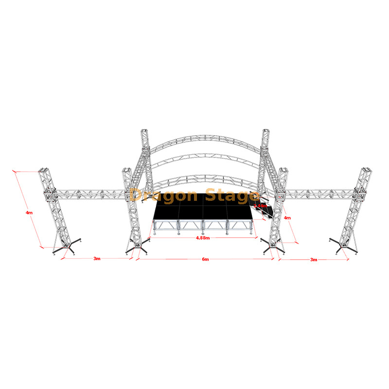 6x4x4mm منحنى منحنى سقف الجمالون مع أجنحة عرض LED 3M 