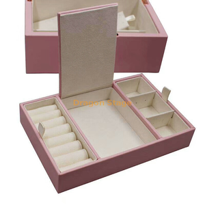 مخصص خشبي بو الجلود المخملية والمجوهرات والجلود هدية مربع مع درج