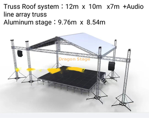 OEM ODM الألومنيوم مربع الكنيسة الصوت الإضاءة تروس 12x10x7m خط صوت صفيف تروس 3m