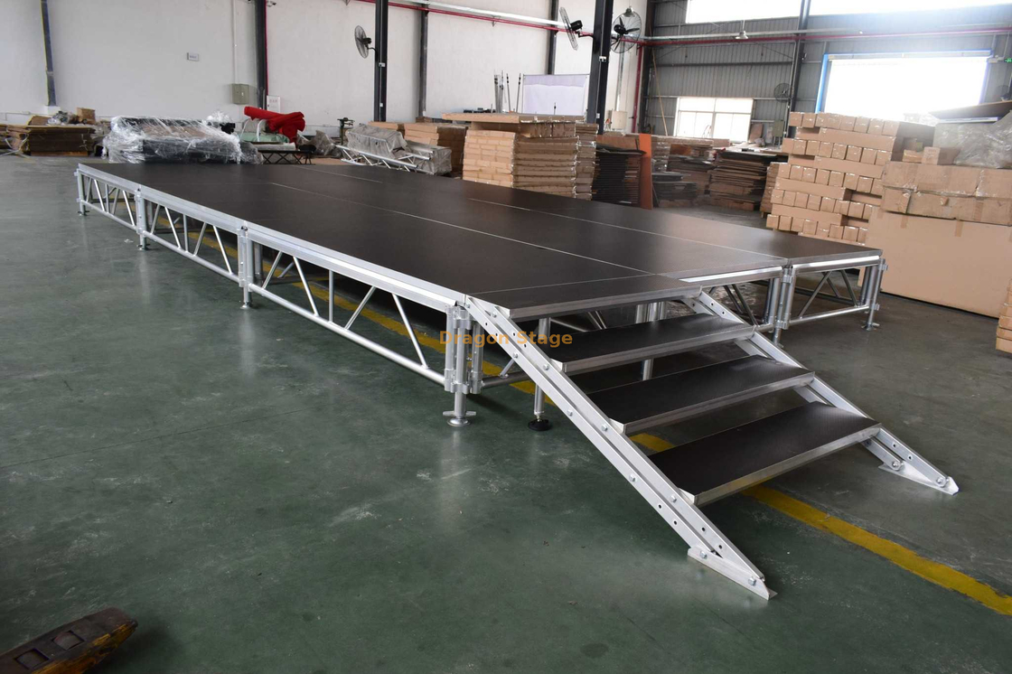 مقاسات المسرح المحمولة المصنوعة من الألومنيوم للحفلات الموسيقية 12 × 5 م مع درجين