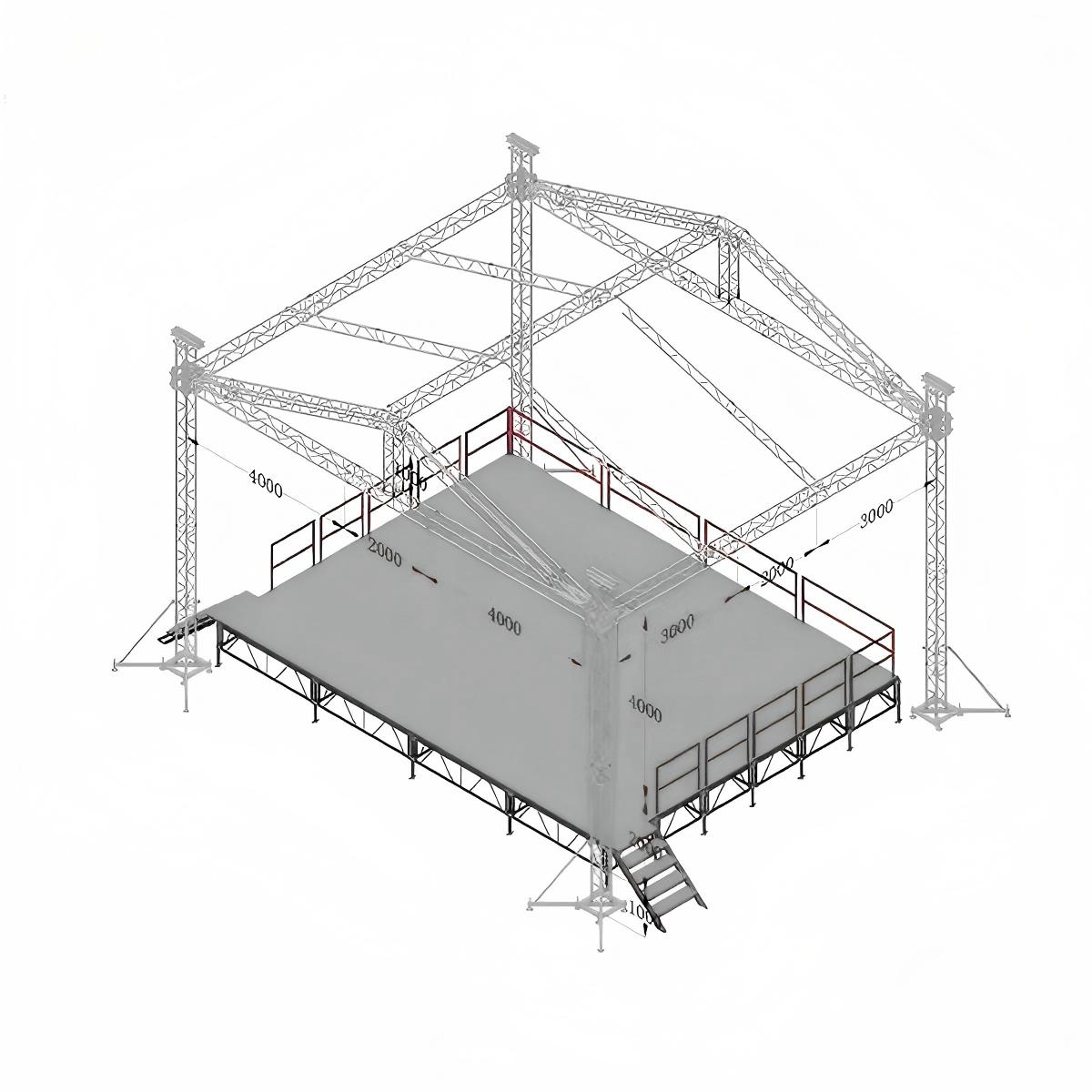 سطح مسرح خارجي محمول مخصص مع سقف