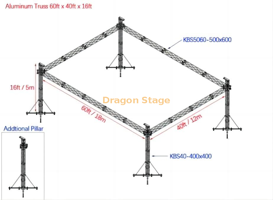 مخصص وحدات حنفية الألومنيوم تروس عرض موقف العرض التجاري كشك DJ حفلة موسيقية 60x40x16ft (18x12x5m)