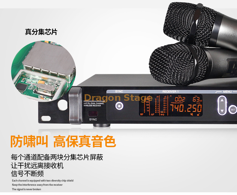 تفاصيل المهنية في الهواء الطلق أداء المرحلة الزفاف واحد إلى اثنين ميكروفون لاسلكي مؤتمر منزلي KTV ميكروفون منزلي (3)