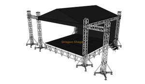 دعامات إضاءة ألومنيوم على شكل تروس على المسرح بتصميم تروس عرض 8 × 5 × 4 م مع أجنحة مكبرات صوت 2 م