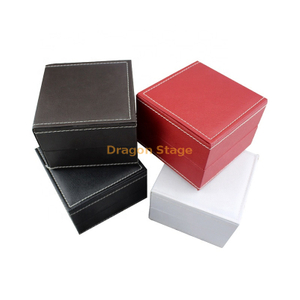 صندوق خشبي مصنع مخصص فاخر مخصص أسود أحمر أبيض بو الجلود ووتش مربع