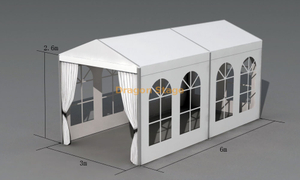 خيمة سرادق صغيرة من الألومنيوم للحفلات 6 × 3 م ارتفاع 2.6 م