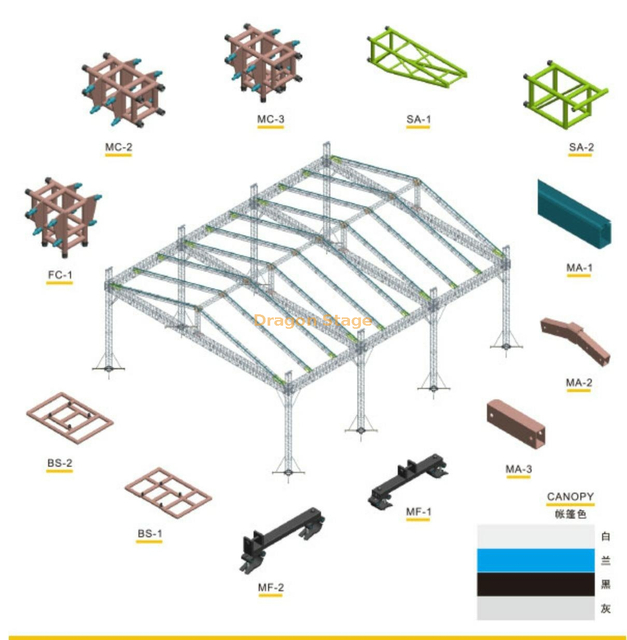 مرحلة تروس الحفلة الموسيقية المحمولة على السقف للبيع 24x18x12m