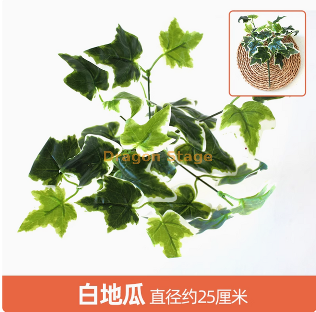 النباتات الخضراء ، جدران نباتية محاكاة ، مروج بلاستيكية ، شرفات ، خلفيات داخلية ، جدران زهرة ، أرضيات بيضاء فضية ، أوراق البطيخ ، فرع واحد