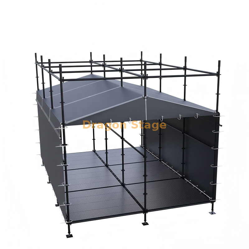 كشك التحكم FOH الهجين Ringlock مقاس 4 × 6 م مع إطار سقف من الألومنيوم وستائر الطقس