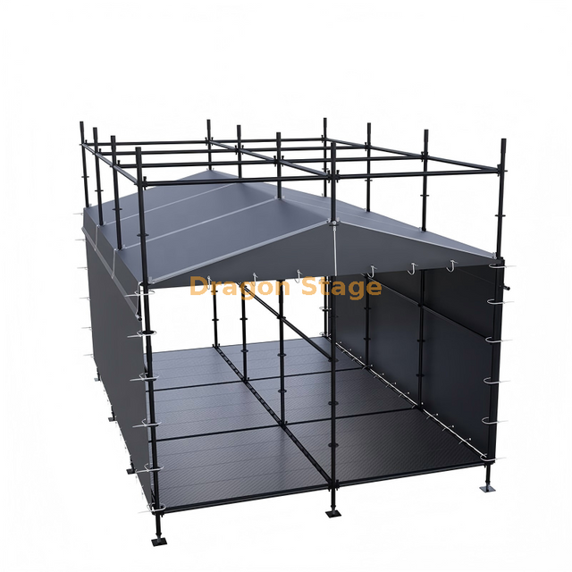 كشك التحكم FOH الهجين Ringlock مقاس 4 × 6 م مع إطار سقف من الألومنيوم وستائر الطقس