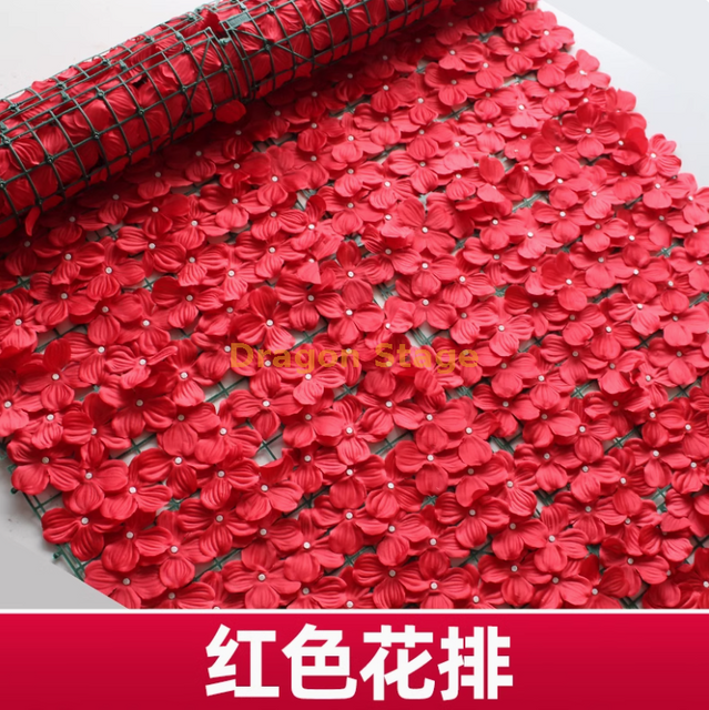 جدار نبات أخضر محاكاة ، سياج بلاستيكي ، سياج ، صف زهرة حمراء في الهواء الطلق (1 متر * 3 أمتار) ، مع 3 فراشات مرتبطة بالحرير