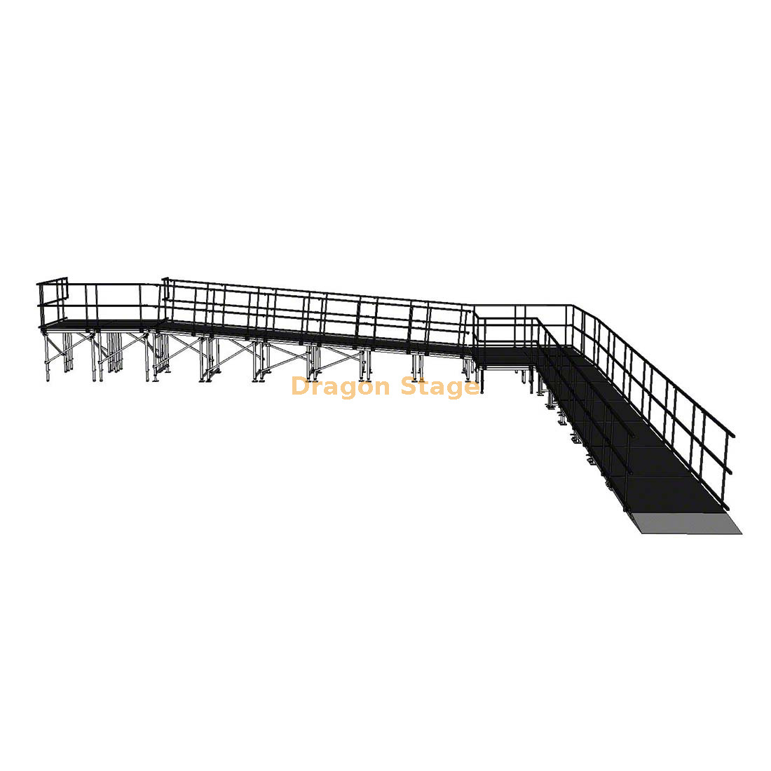 12.25x10.70m منحدر مسرح ألومنيوم معياري 90 درجة مع هبوط ودرابزين