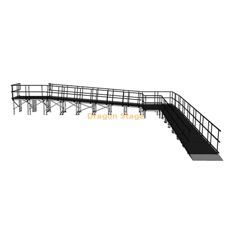 12.25x10.70m منحدر مسرح ألومنيوم معياري 90 درجة مع هبوط ودرابزين