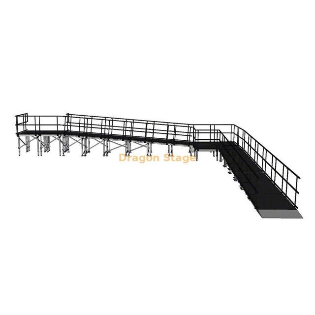 12.25x10.70m منحدر مسرح ألومنيوم معياري 90 درجة مع هبوط ودرابزين