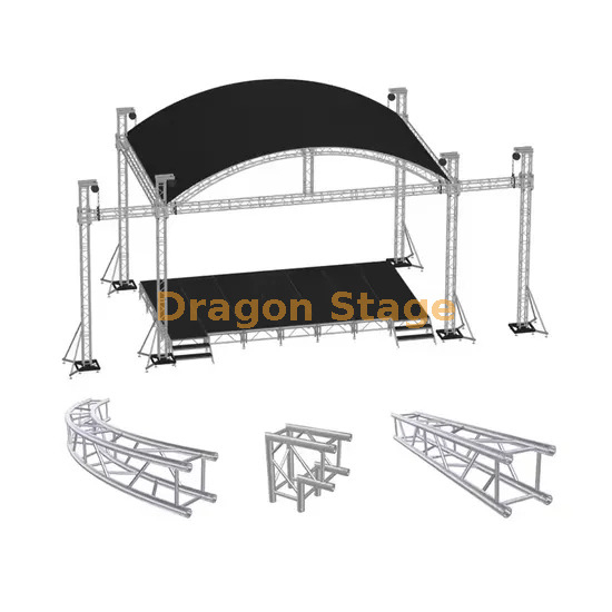 جمالون سقف منحنى الألومنيوم للحفل الموسيقي في الهواء الطلق 6x6x4m